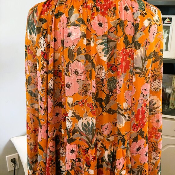 Kate & Sam Maxi Dress Sz XXL Tiered Floral Lined Long Sleeve Maxi Dress NWT - Picture 5 of 8